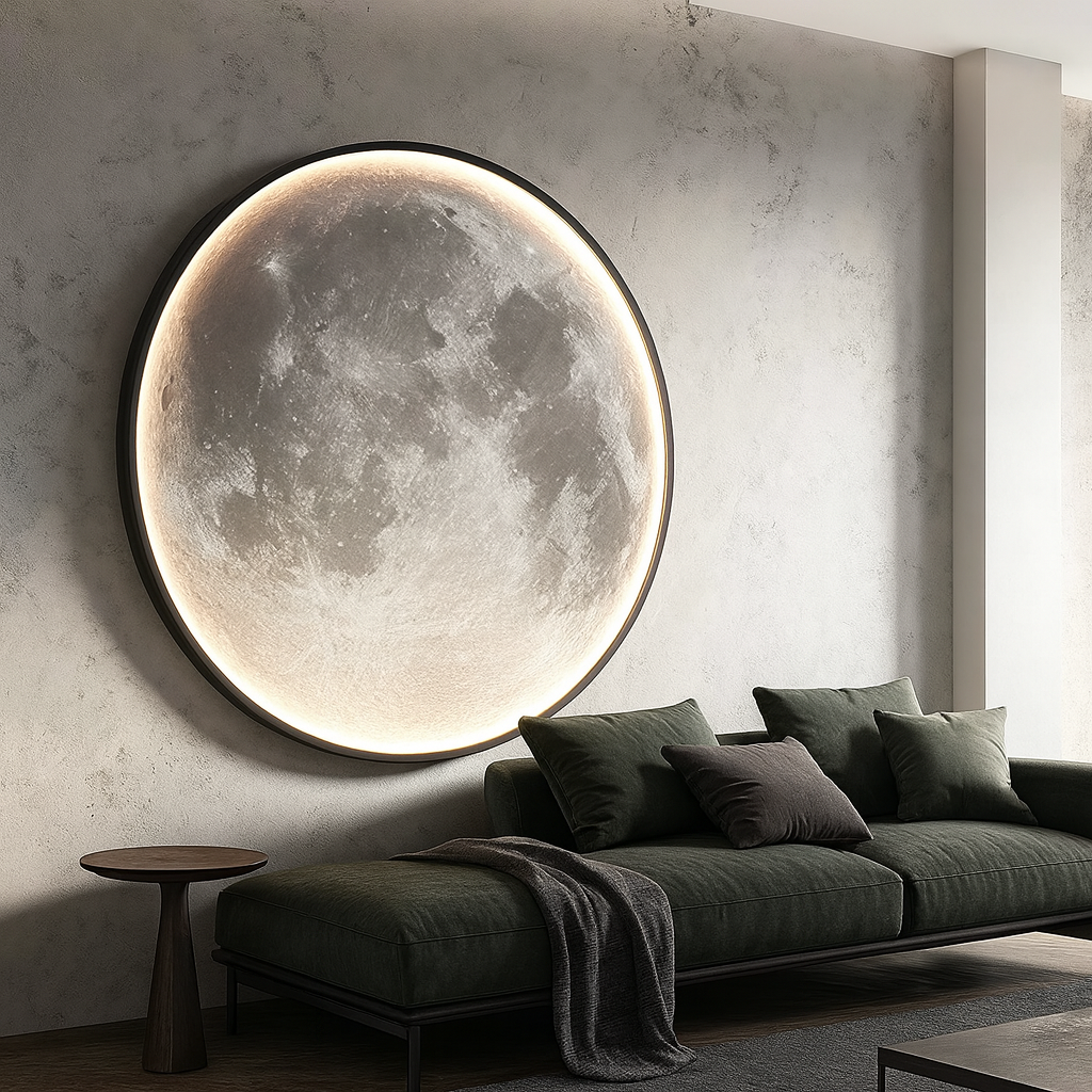 Modern 3D Moon Wall Lamp – LED Mural Light with Remote Control, Dimmable Warm & Cool White