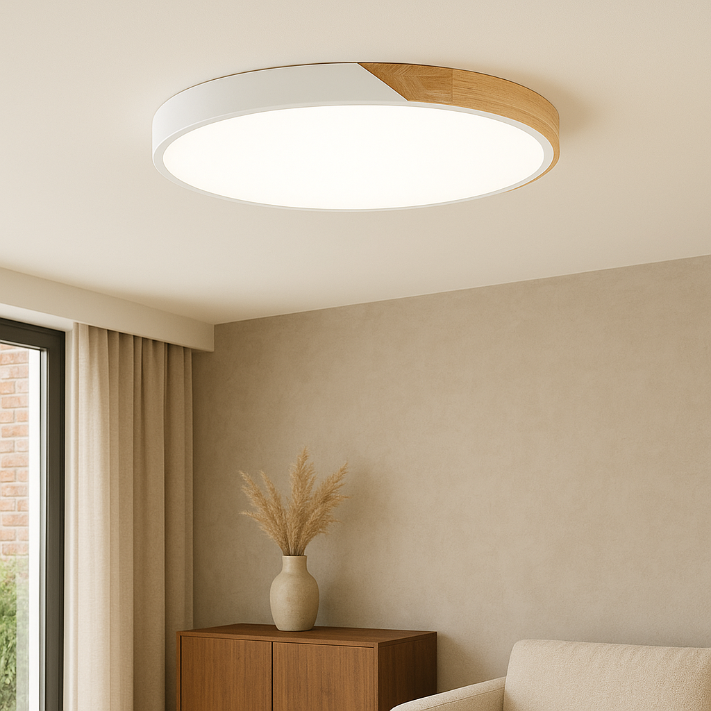 Scandinavian Wooden Ceiling Lamp – Modern Minimalist LED Design