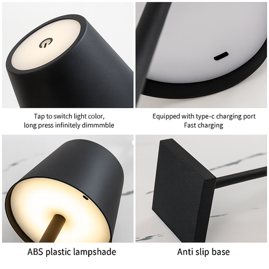 Rechargeable LED Touch Table Lamp – 3 Color Modes, Dimmable, Cordless Bedside & Desk Light