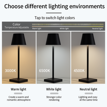 Rechargeable LED Touch Table Lamp – 3 Color Modes, Dimmable, Cordless Bedside & Desk Light