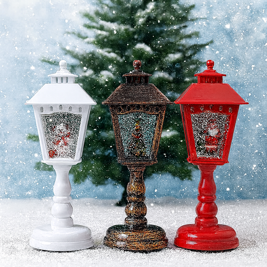 Christmas Snow Globe Candle Lamp – LED Spinning Water Glitter Light with Snowman & Tree