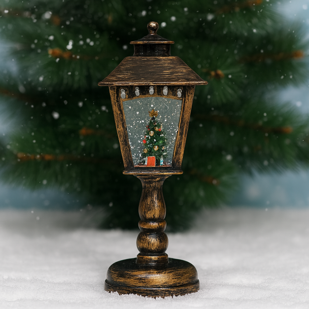 Christmas Snow Globe Candle Lamp – LED Spinning Water Glitter Light with Snowman & Tree