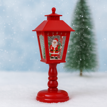 Christmas Snow Globe Candle Lamp – LED Spinning Water Glitter Light with Snowman & Tree