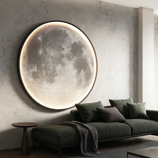 Modern 3D Moon Wall Lamp – LED Mural Light with Remote Control, Dimmable Warm & Cool White