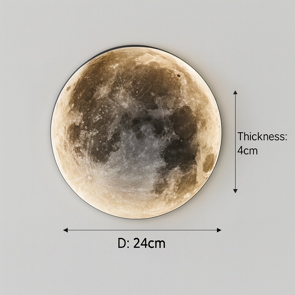 Modern 3D Moon Wall Lamp – LED Mural Light with Remote Control, Dimmable Warm & Cool White
