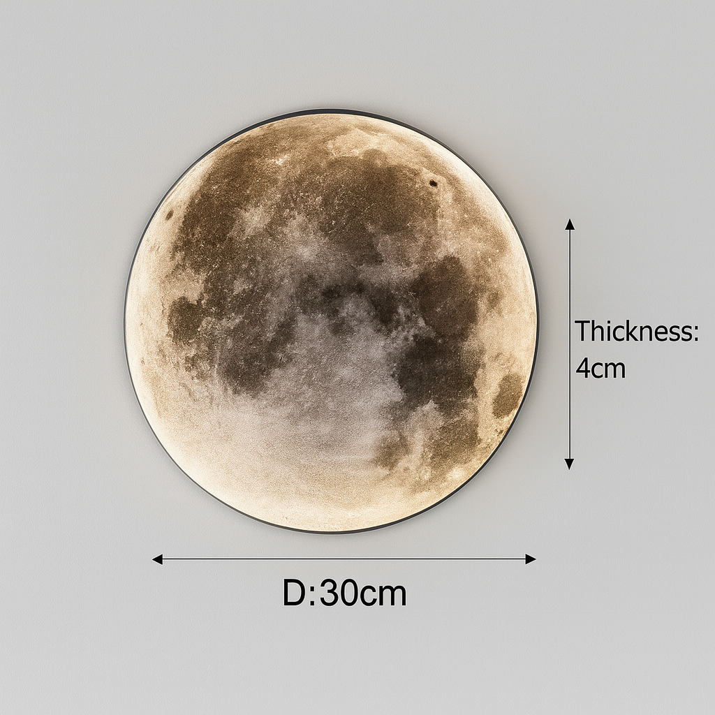 Modern 3D Moon Wall Lamp – LED Mural Light with Remote Control, Dimmable Warm & Cool White