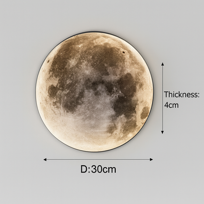 Modern 3D Moon Wall Lamp – LED Mural Light with Remote Control, Dimmable Warm & Cool White