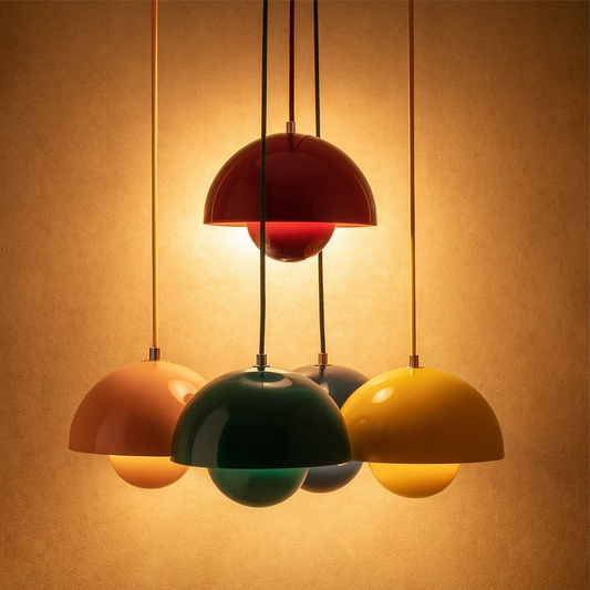 Modern Half Round Pendant Lamp – Nordic Flower Bud Design, LED Ceiling Light for Kitchen & Living Room