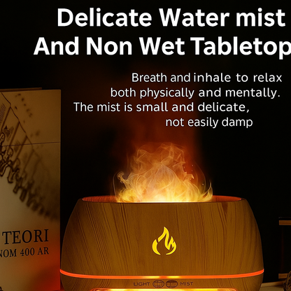 3D Flame Effect Essential Oil Diffuser, Ultrasonic Aroma Humidifier with LED Light & USB Power