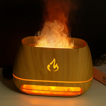 3D Flame Effect Essential Oil Diffuser, Ultrasonic Aroma Humidifier with LED Light & USB Power