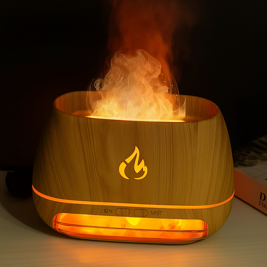 3D Flame Effect Essential Oil Diffuser, Ultrasonic Aroma Humidifier with LED Light & USB Power