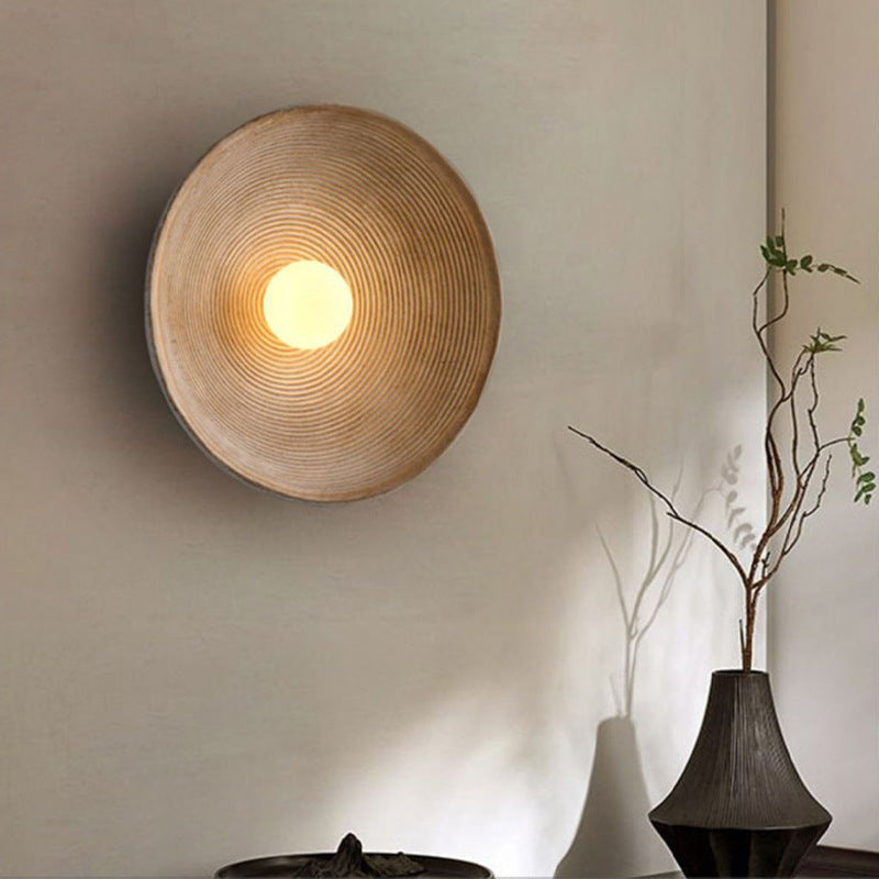 Japanese Wooden Wall Light – Minimalist Round LED Design