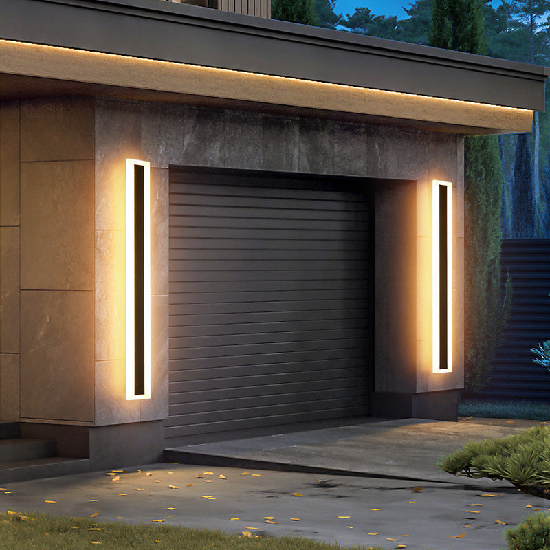LED Outdoor Wall Light with Warm Linear Light for Modern Outdoor Areas