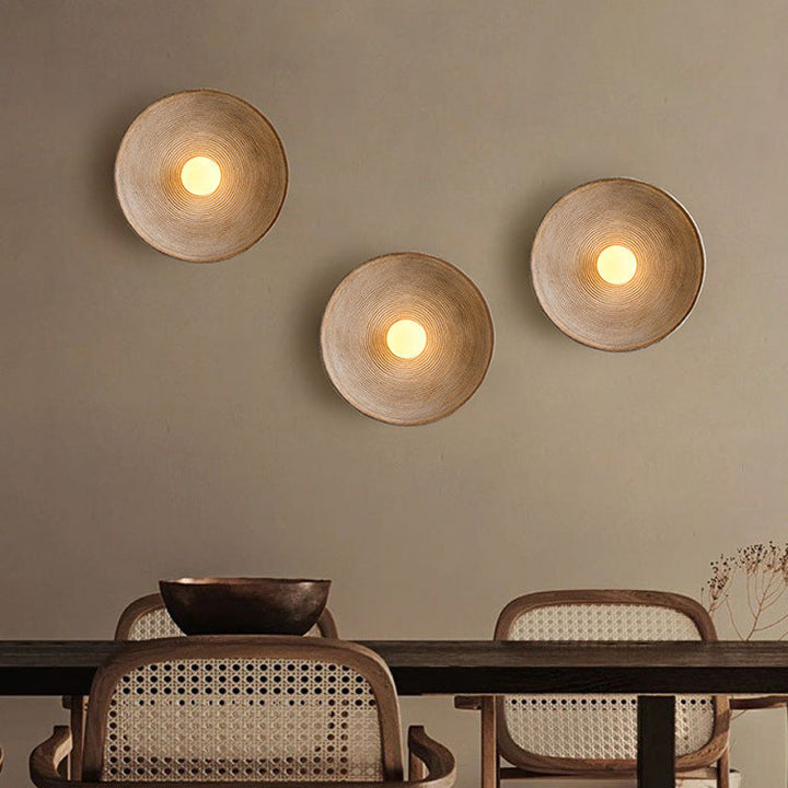 Japanese Wooden Wall Light – Minimalist Round LED Design