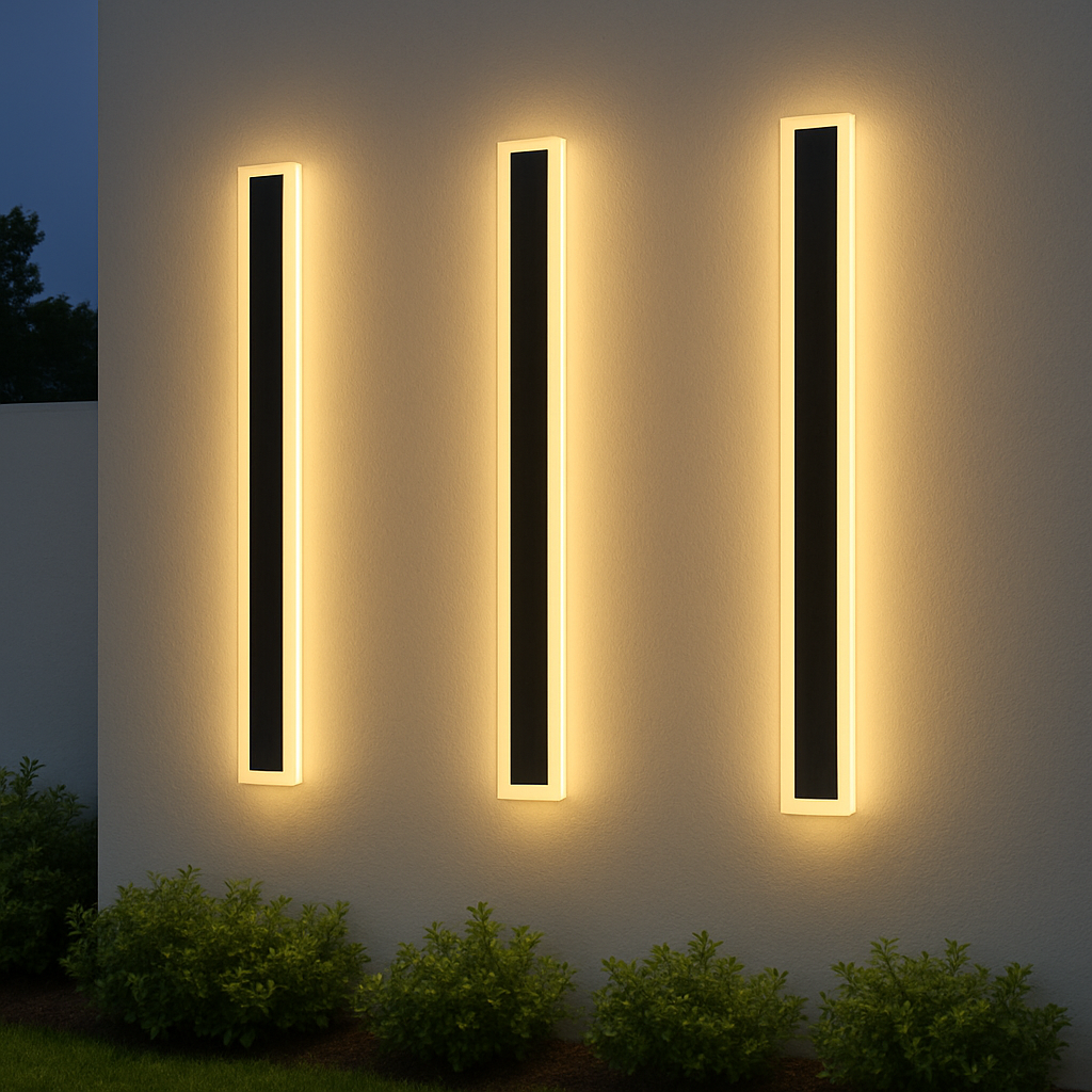 LED Outdoor Wall Light with Warm Linear Light for Modern Outdoor Areas