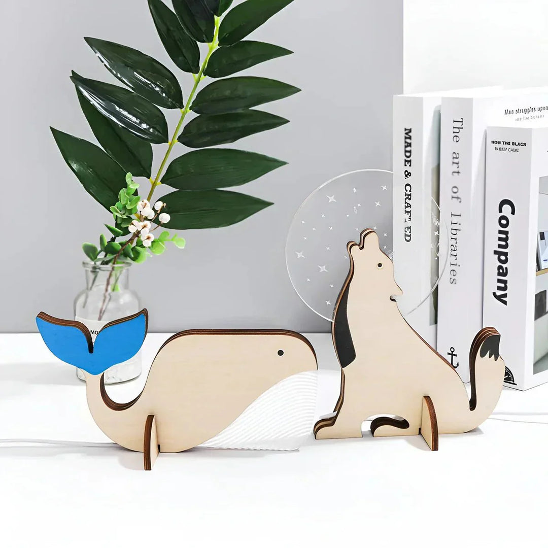 BeamBud - Wooden Animal Table Lamp with Gentle LED Light