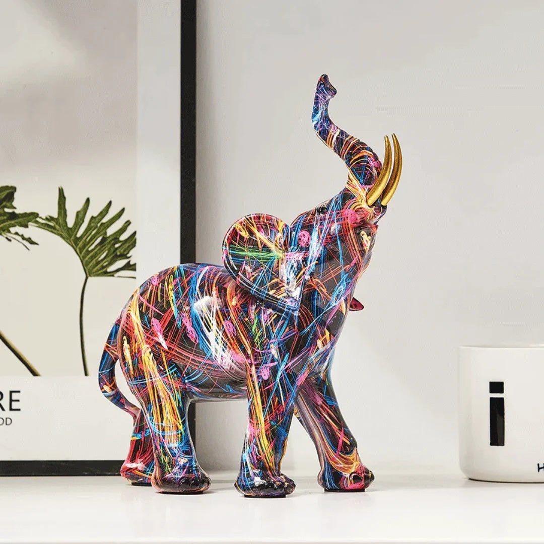 ElevaArt – Colourful Graffiti Elephant Figurine for Modern Art Lovers