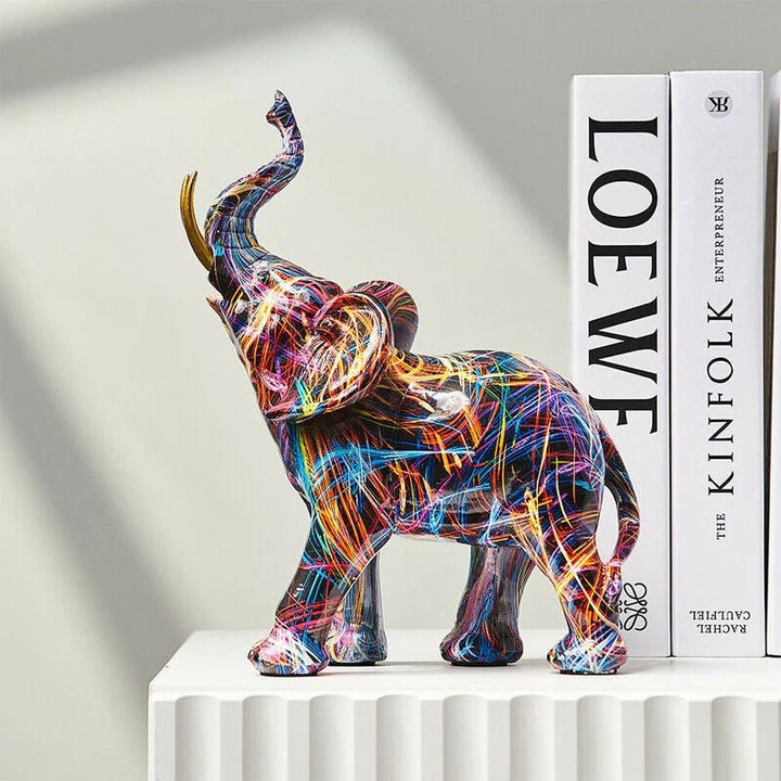 ElevaArt – Colourful Graffiti Elephant Figurine for Modern Art Lovers
