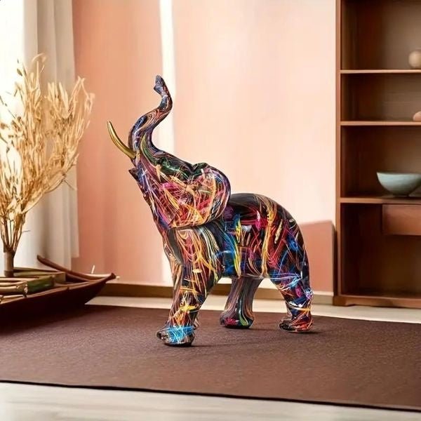 ElevaArt – Colourful Graffiti Elephant Figurine for Modern Art Lovers
