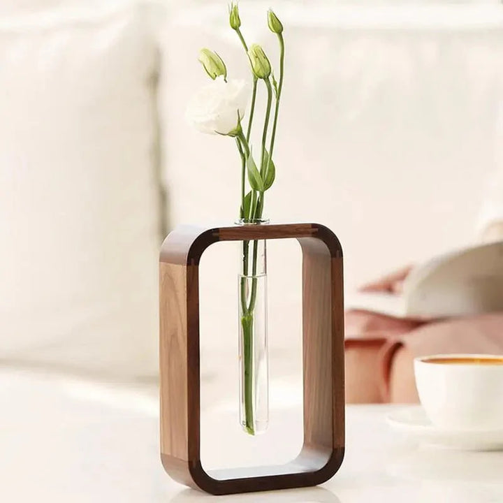 Elion – Wooden Vase with Glass Tube for Plants and Decoration
