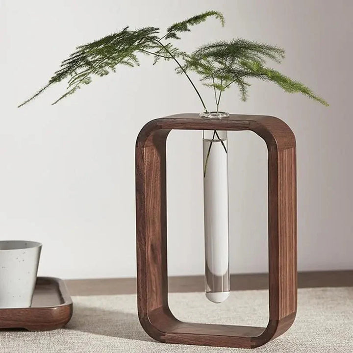 Elion – Wooden Vase with Glass Tube for Plants and Decoration