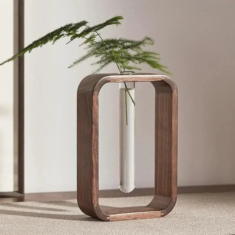 Elion – Wooden Vase with Glass Tube for Plants and Decoration
