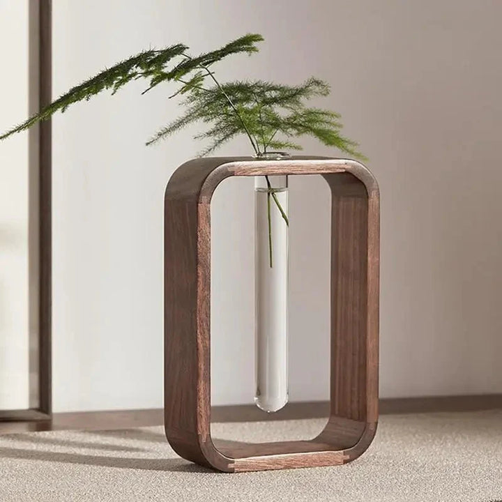 Elion – Wooden Vase with Glass Tube for Plants and Decoration