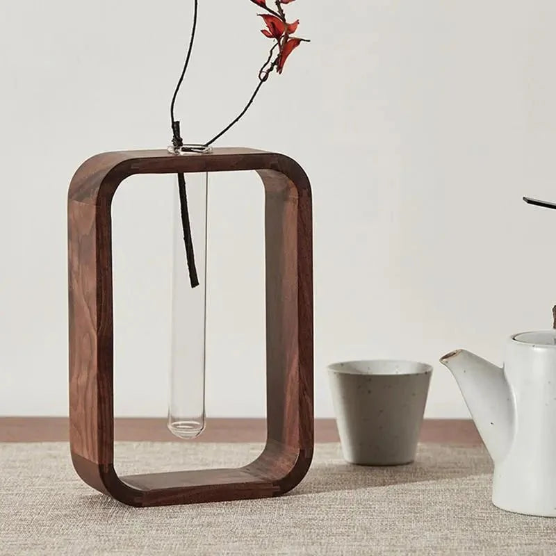 Elion – Wooden Vase with Glass Tube for Plants and Decoration