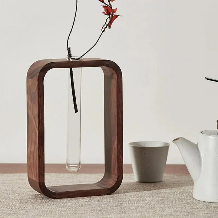 Elion – Wooden Vase with Glass Tube for Plants and Decoration