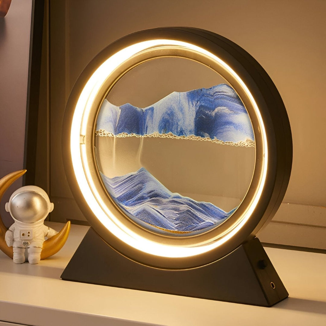 LED Desk Lamp Glass Colour Changing with Moving Sand Modern