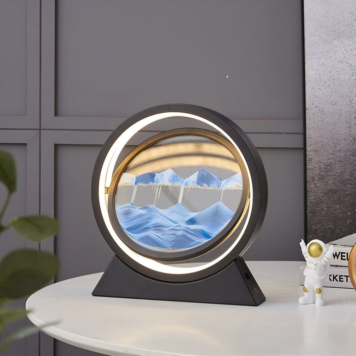 LED Desk Lamp Glass Colour Changing with Moving Sand Modern