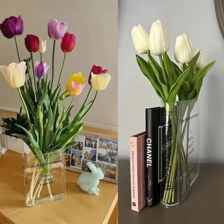 Lina – Transparent Book Vase Made of Acrylic for Modern Flower Arrangements