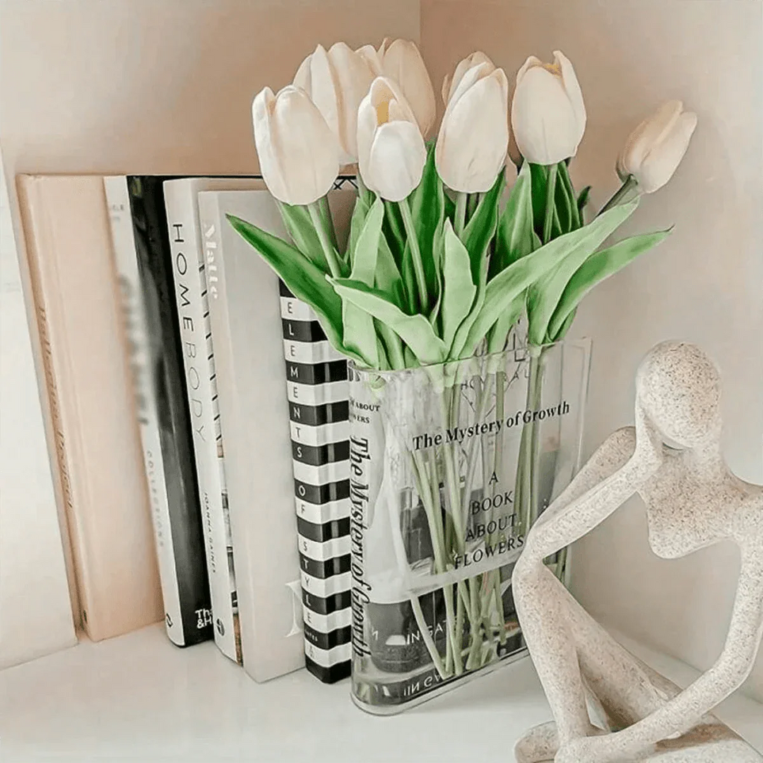 Lina – Transparent Book Vase Made of Acrylic for Modern Flower Arrangements