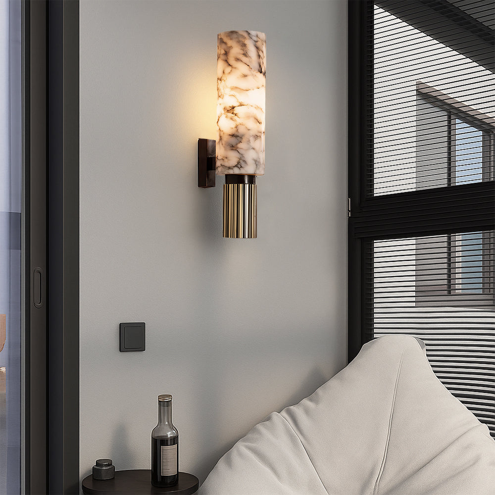 Copper-Stone Wall Light – Modern Natural LED Design