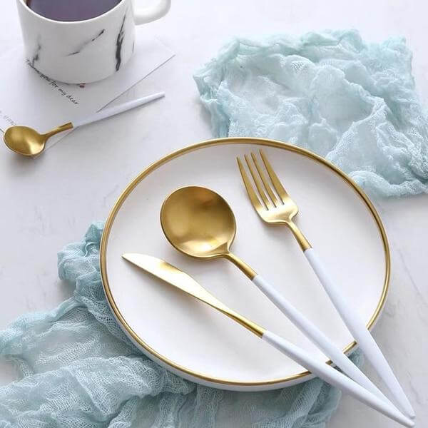 Modern Gold Cutlery Set 24-Piece