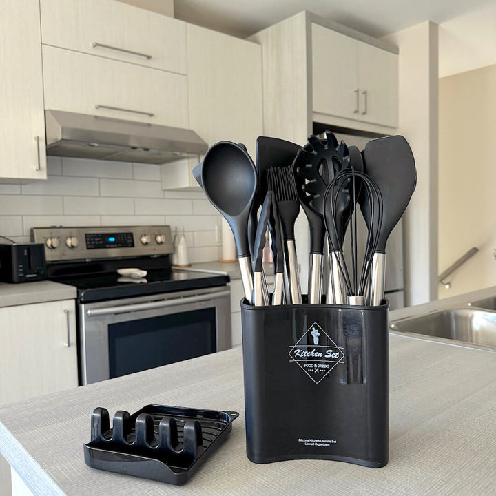 12-Piece Modern Kitchen Utensil Set with Storage Container