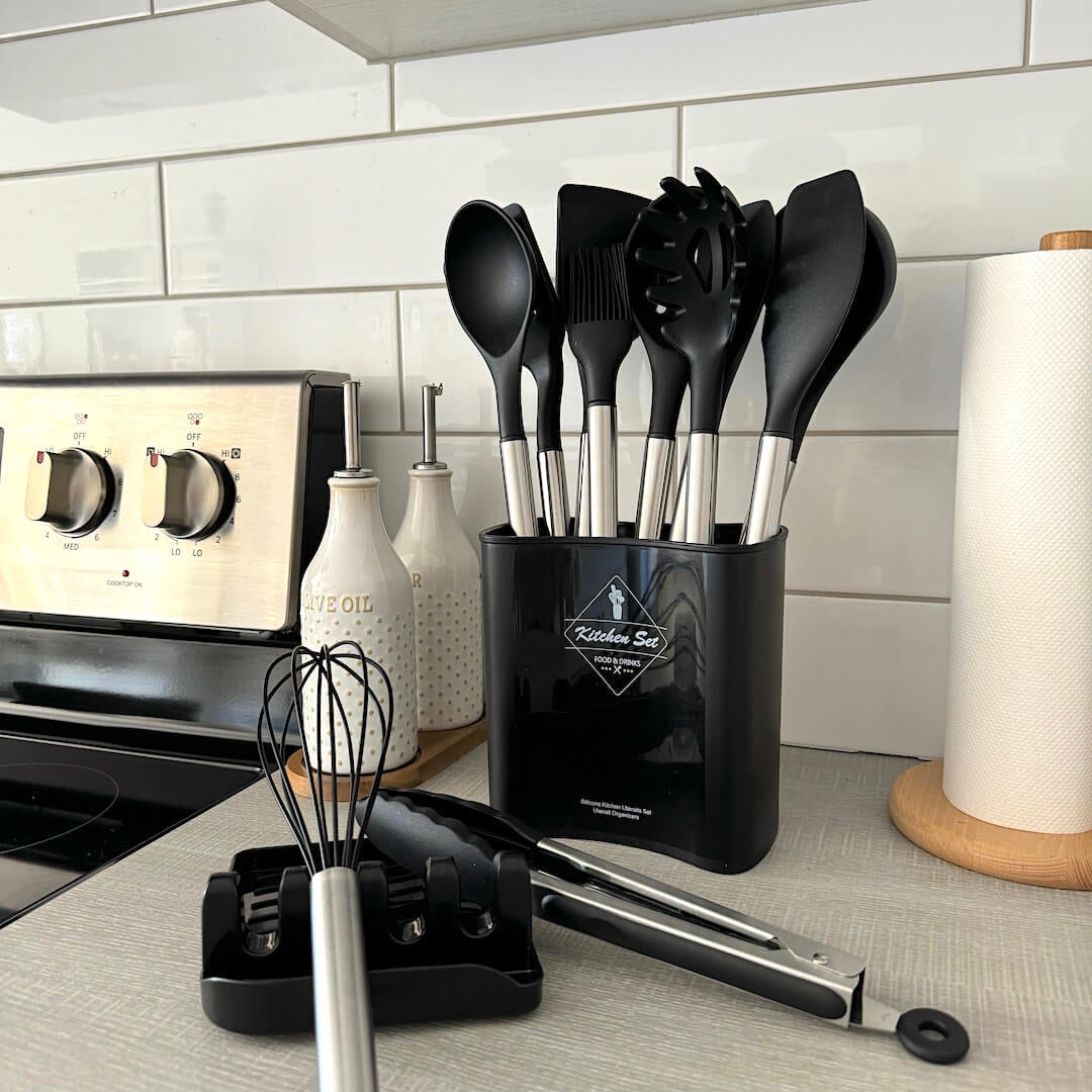 12-Piece Modern Kitchen Utensil Set with Storage Container
