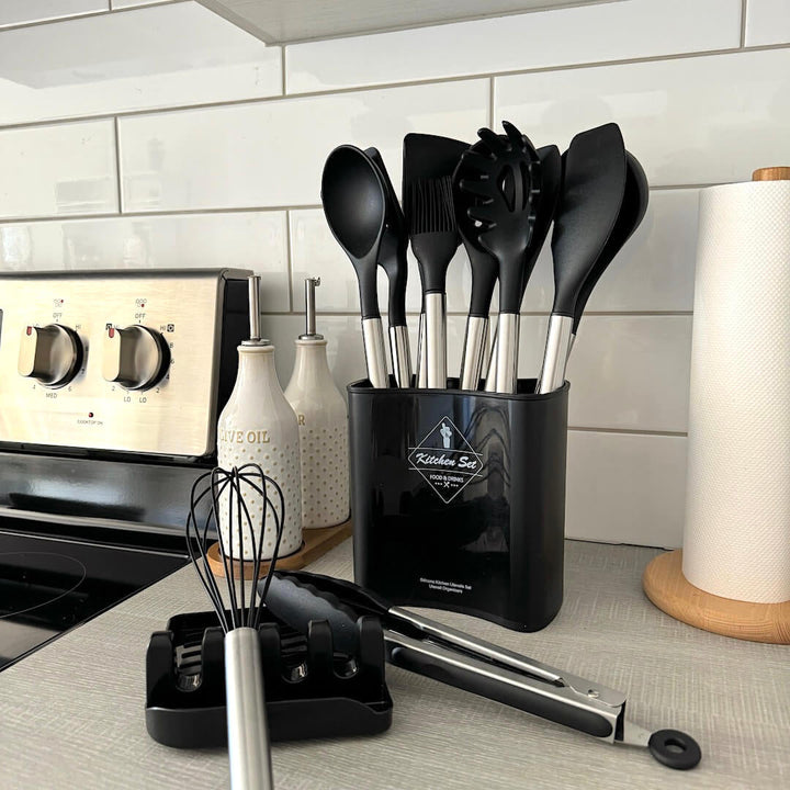 12-Piece Modern Kitchen Utensil Set with Storage Container