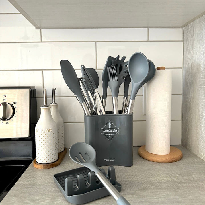 12-Piece Modern Kitchen Utensil Set with Storage Container