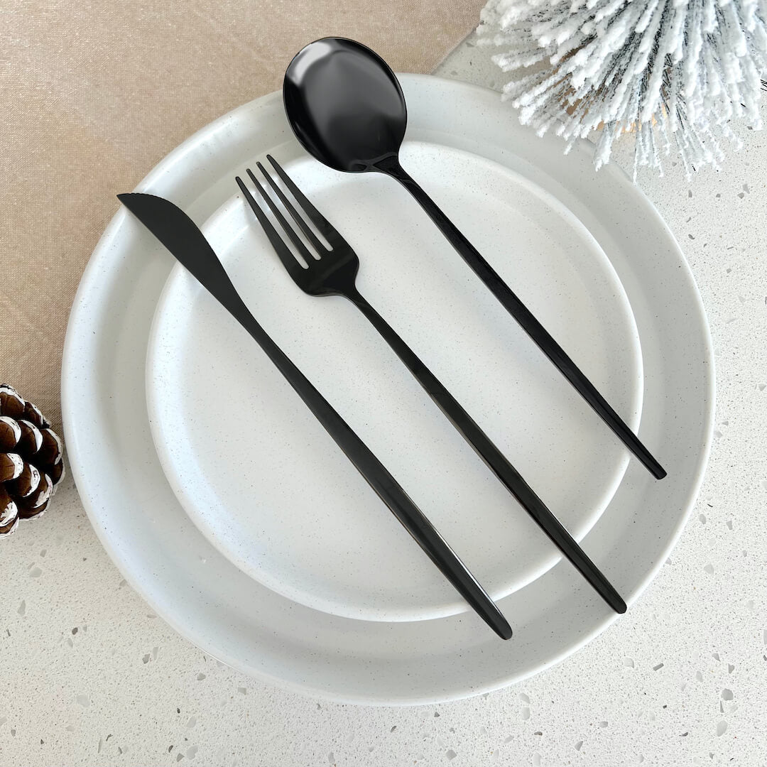 Modern Black Stainless Steel Cutlery Set 24-piece