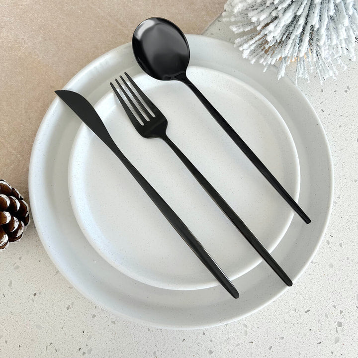 Modern Black Stainless Steel Cutlery Set 24-piece