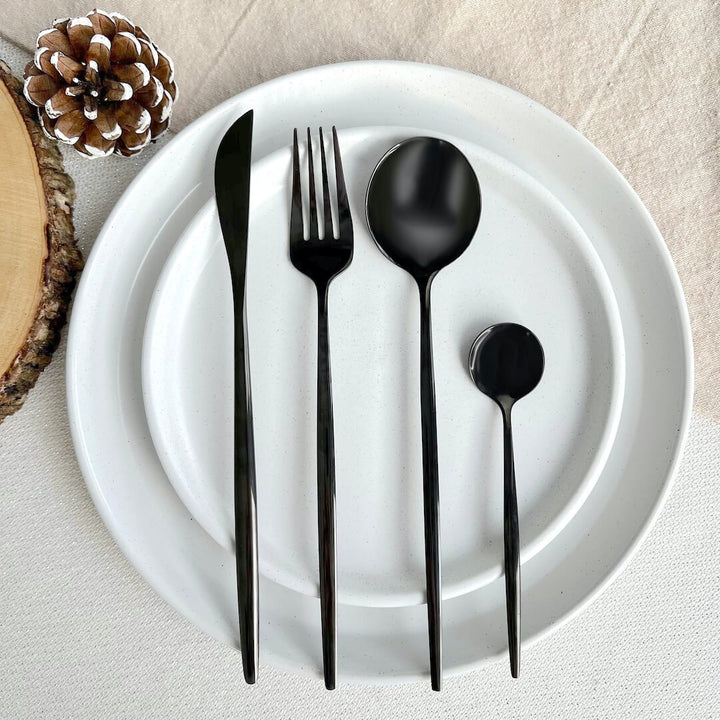 Modern Black Stainless Steel Cutlery Set 24-piece