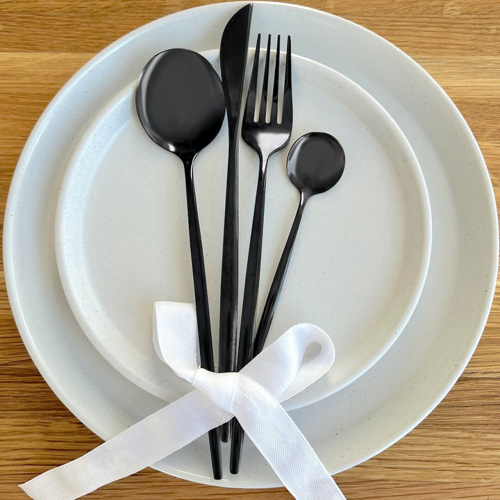 Modern Black Stainless Steel Cutlery Set 24-piece