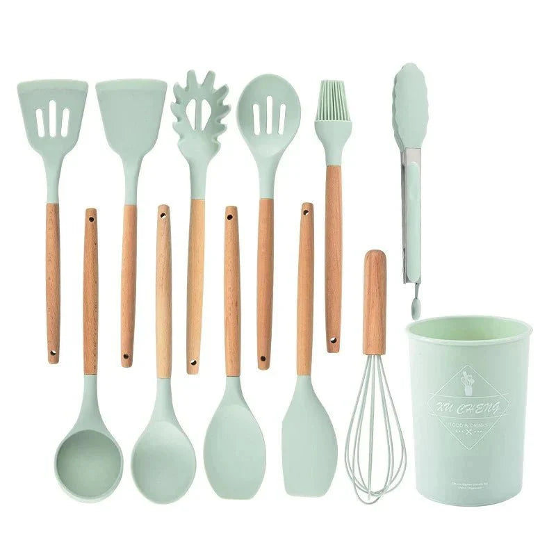Silicone Kitchen Utensil Set – Heat-Resistant Kitchen Tools for Gentle Cooking