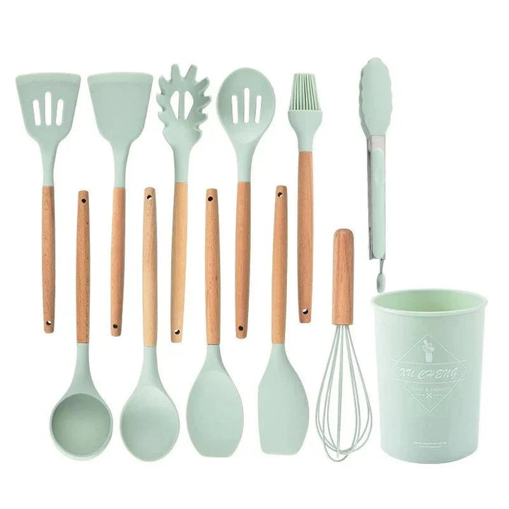 Silicone Kitchen Utensil Set – Heat-Resistant Kitchen Tools for Gentle Cooking