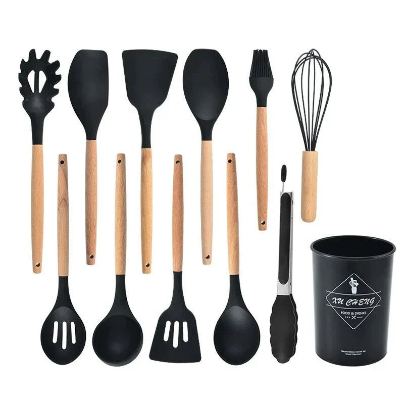 Silicone Kitchen Utensil Set – Heat-Resistant Kitchen Tools for Gentle Cooking