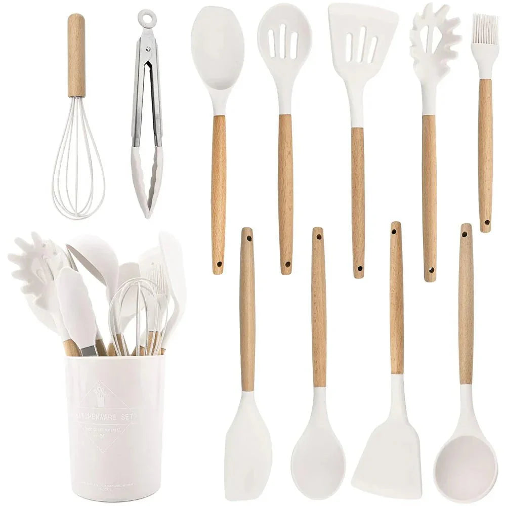 Silicone Kitchen Utensil Set – Heat-Resistant Kitchen Tools for Gentle Cooking